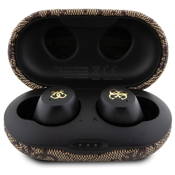 Guess Bluetooth earphones GUTWSP4EGW TWS ENC 4G PU METAL LOGO brown