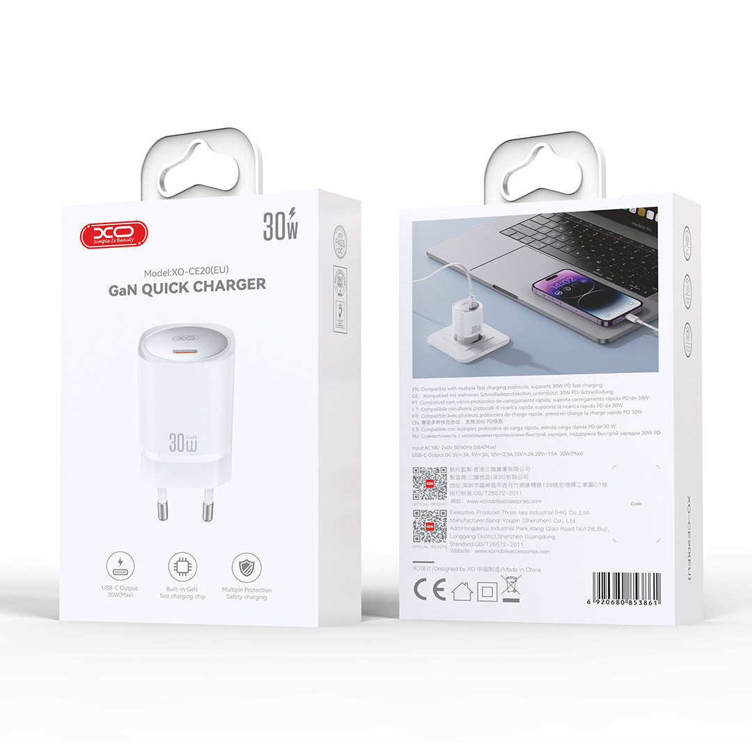 XO wall charger CE20 PD 30W 1x USB-C white