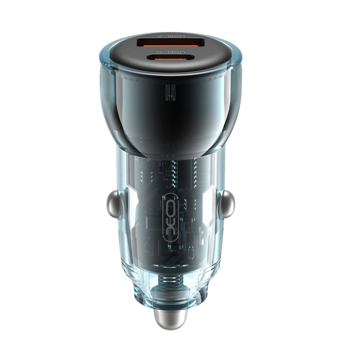 XO car charger CC60 60W 1x USB 1x USB-C blue + USB-C - USB-C cable