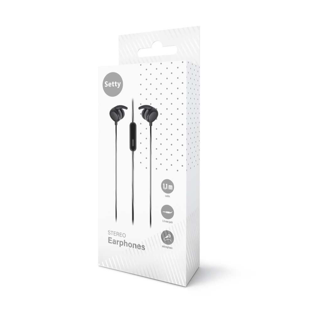 Écouteurs Setty Sport filaires — noir avec microphone