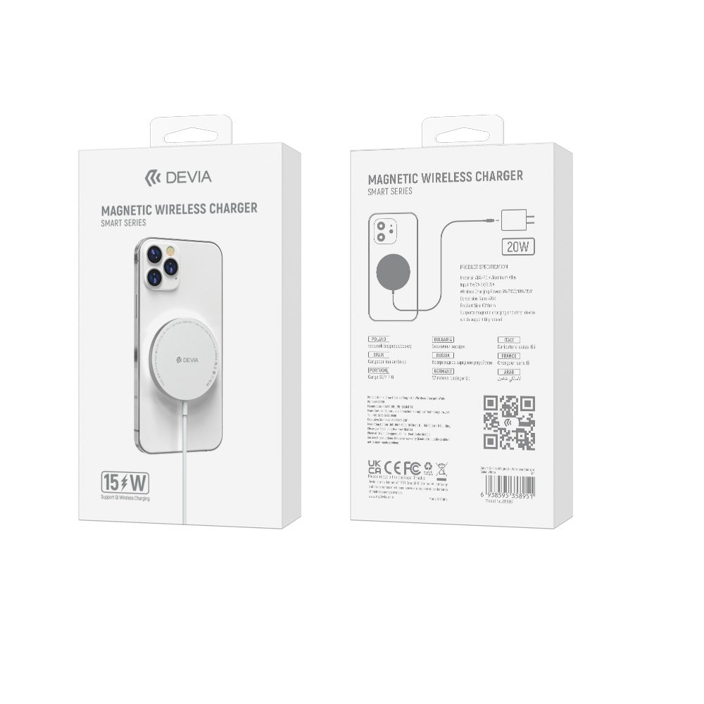 Chargeur sans fil Devia Smart 15W MagSafe blanc