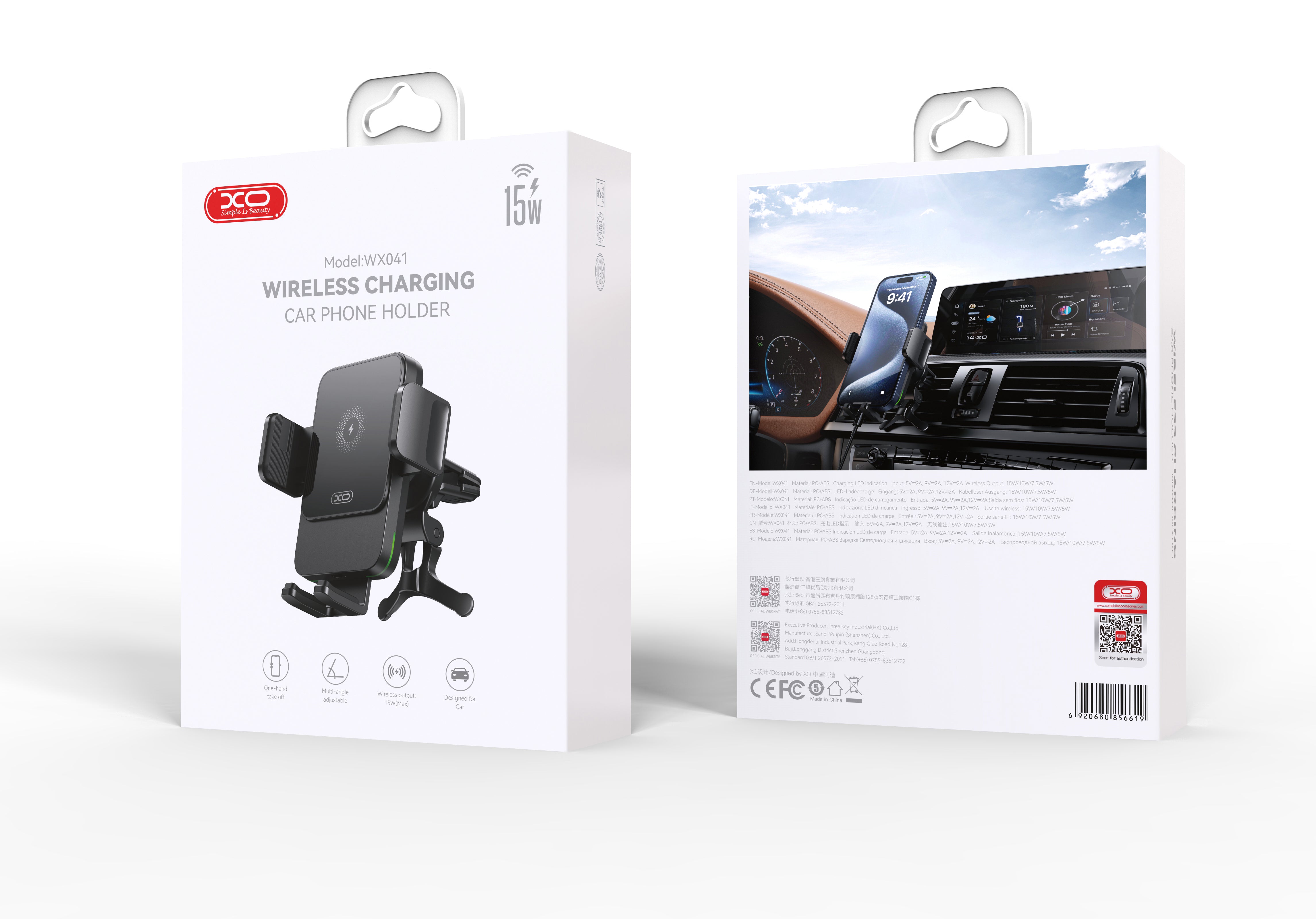 Support téléphone XO WX041 avec chargeur induction 15W