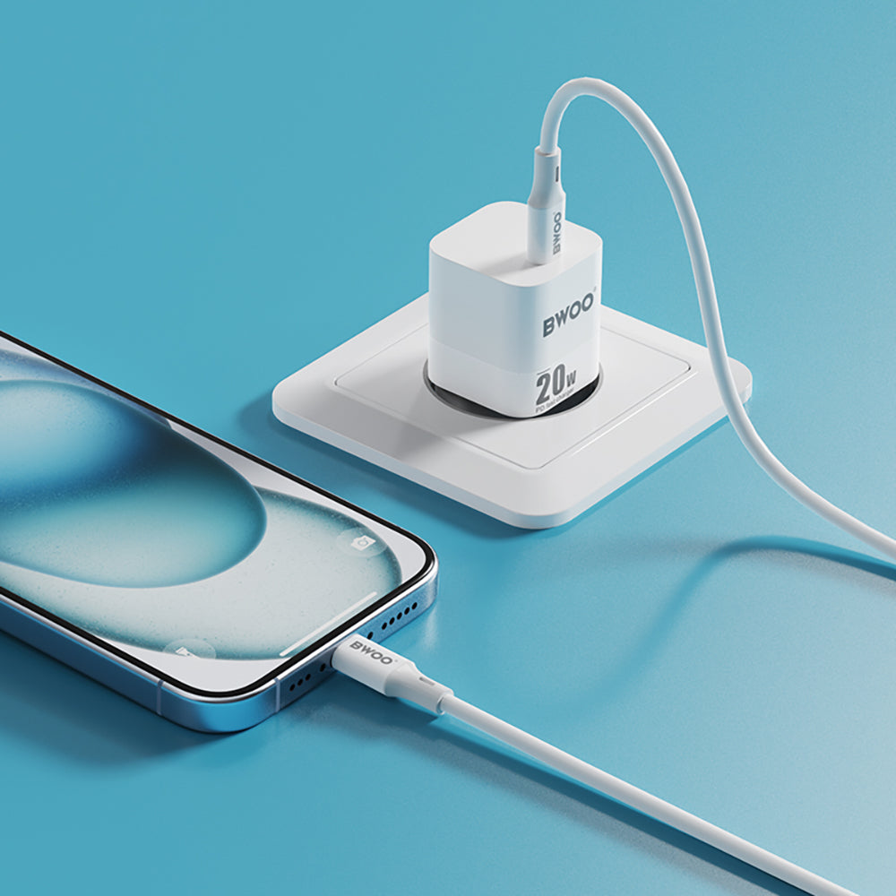BWOO CDA155 PD wall charger 1x USB-C port 1A 20W white
