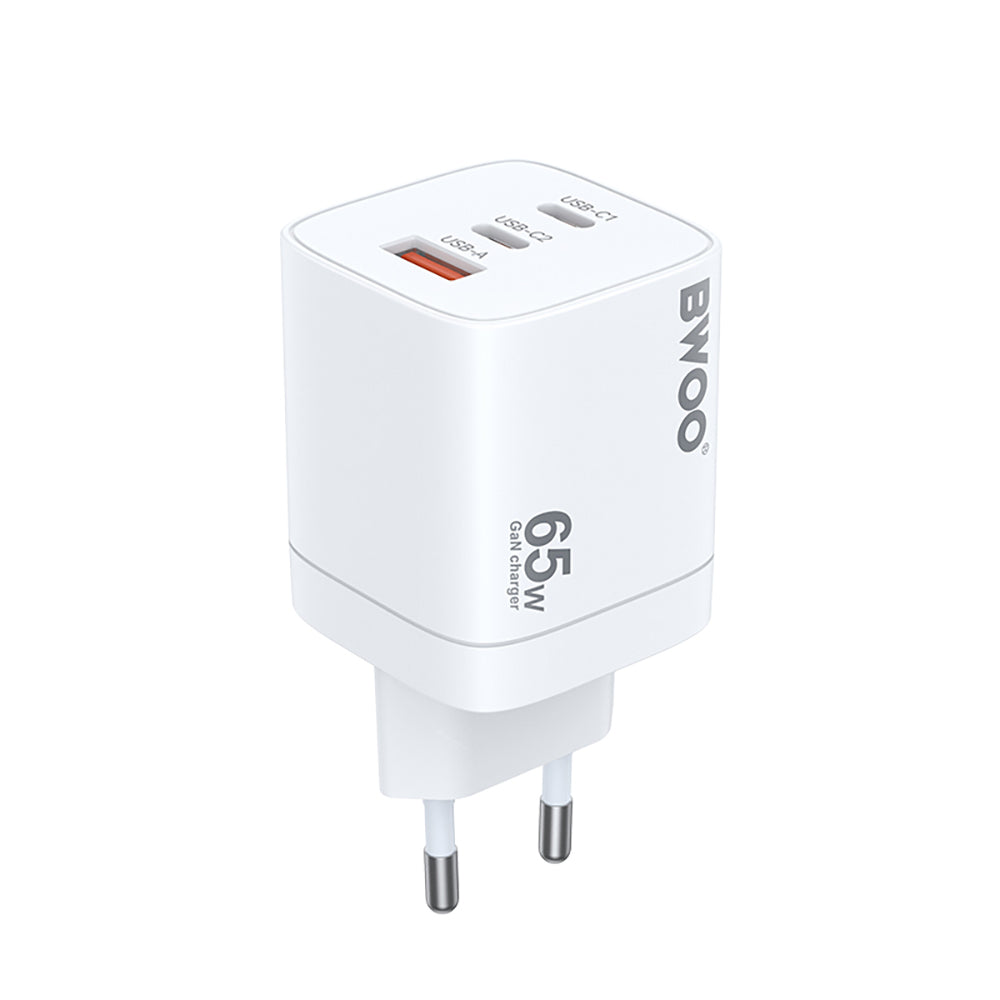 BWOO CDA147PD wall charger 65W 2x USB-C port + USB-A white