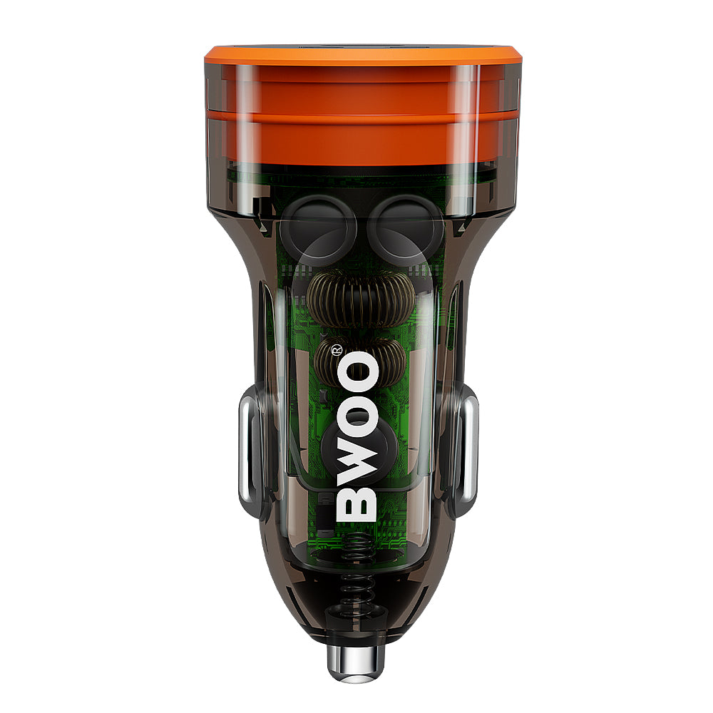 BWOO PD car charger 1x USB-C - USB-A port 38W transparent