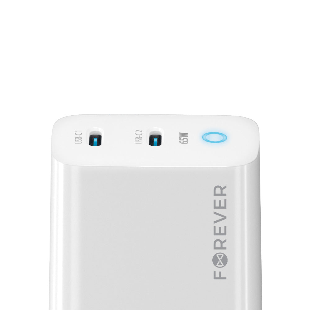 Chargeur Forever TC-06 65W 2x USB-C GaN — Blanc