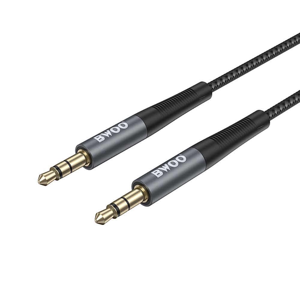 BWOO Cable AUX 3.5mm - 3.5mm Nylon Braided + Aluminum Alloy Shell BO-AUX064 black