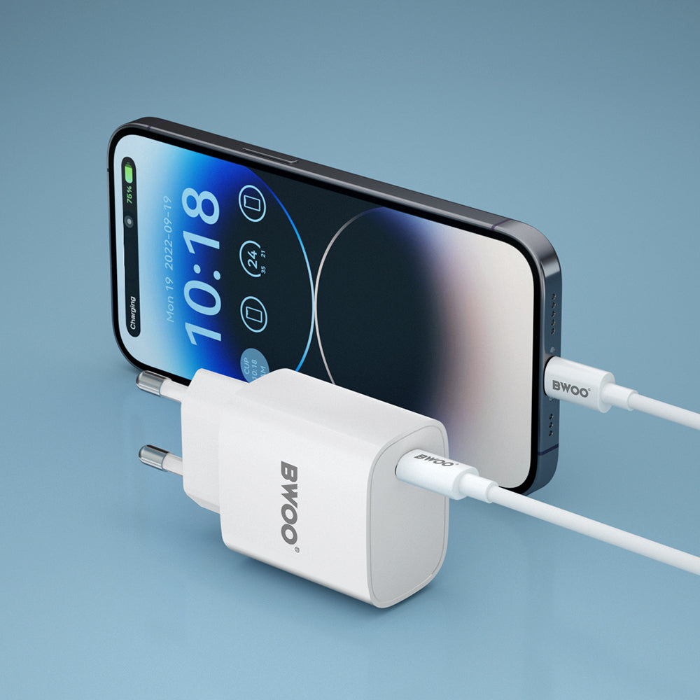 BWOO CDA159 PD wall charger 20W 1x USB-C port + Lightning white