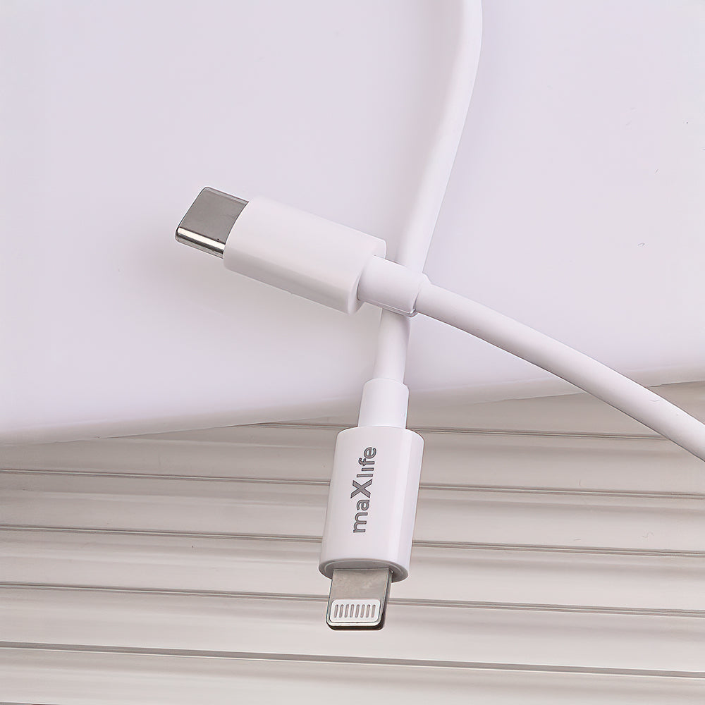 Maxlife MXTC-06-20C PD QC charger 1x USB-C 20W white + USB-C - Lightning cable 20W