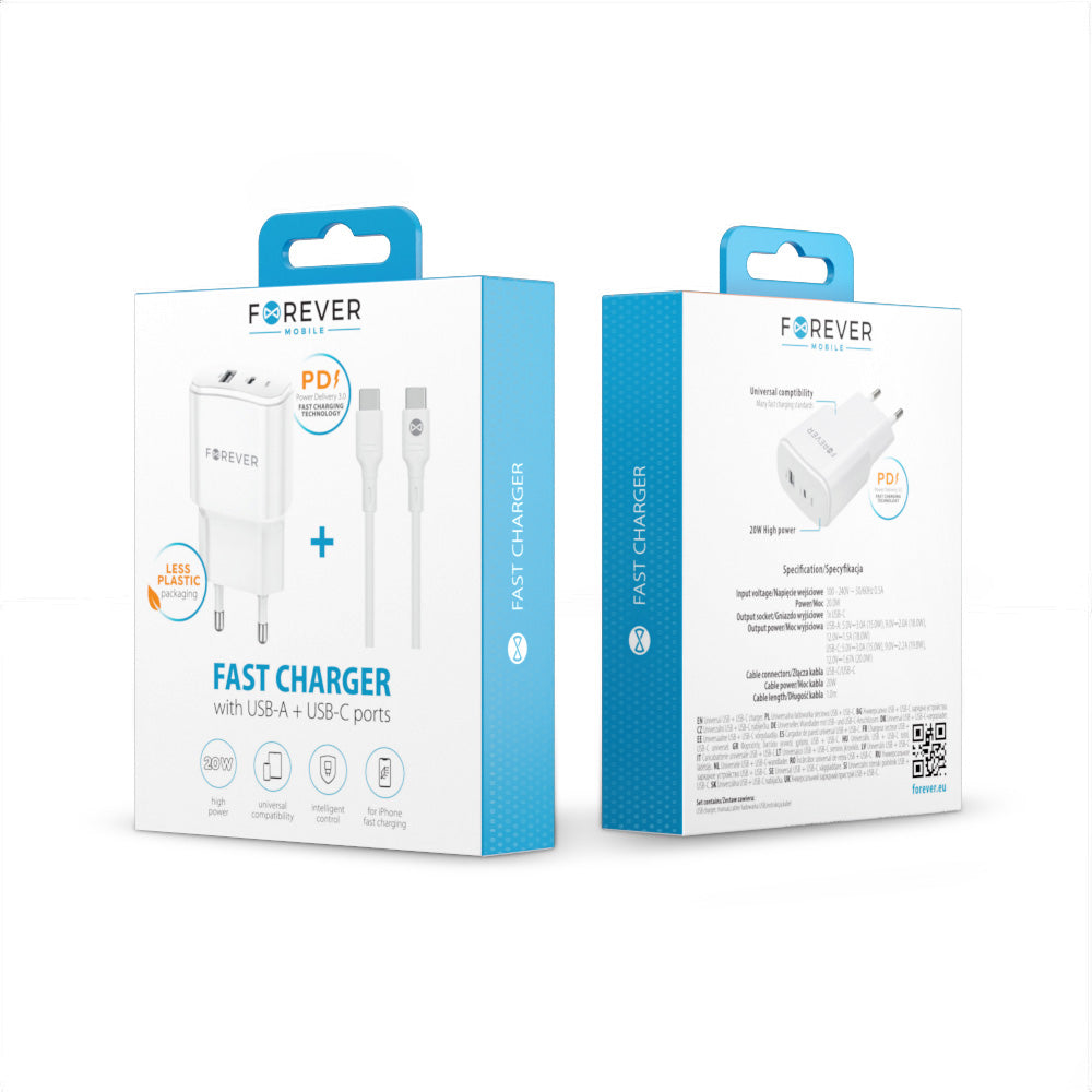 Chargeur secteur Forever TC-01 20W USB-C/USB PD QC