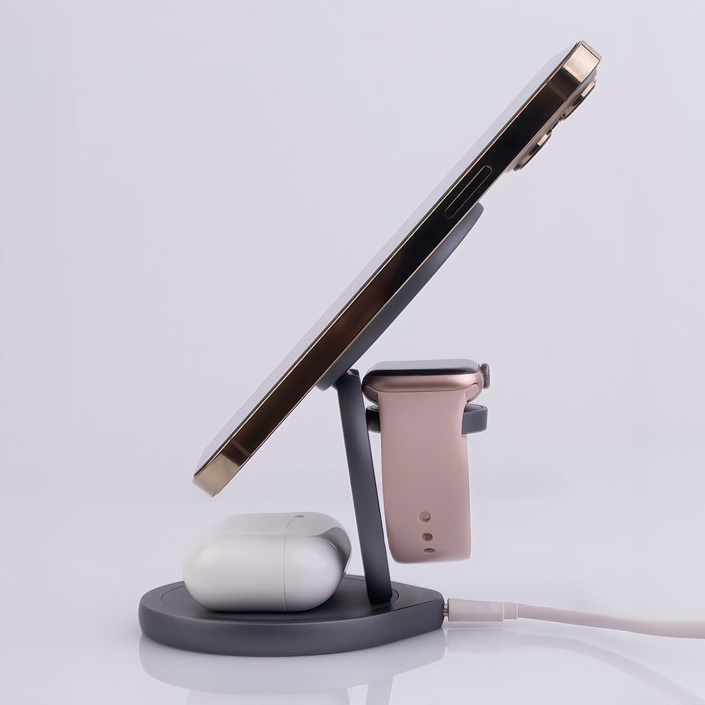 Chargeur sans fil magnétique Forever MAWC-200 15W gris — 3 en 1 MagSafe
