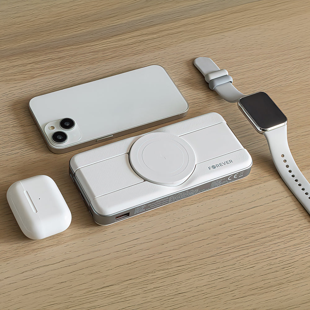 Chargeur Power Bank Forever MATB-300 10000 mAh MagSafe 3-en-1 Blanc