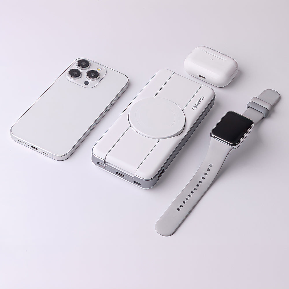Chargeur Power Bank Forever MATB-300 10000 mAh MagSafe 3-en-1 Blanc