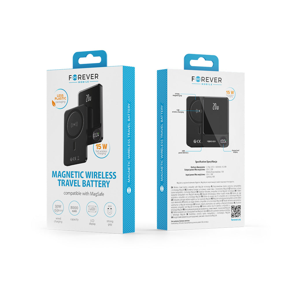 Chargeur sans fil Forever MATB-200 20W PD 5000 mAh MagSafe noir
