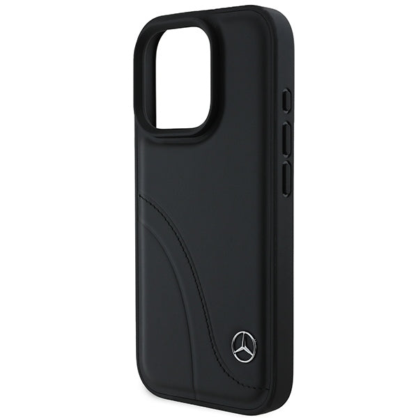 Mercedes case for iPhone 16 Pro Max 6,9" MEHCP16X23RBCSK Hardcase MB Curved Stitches Leather black