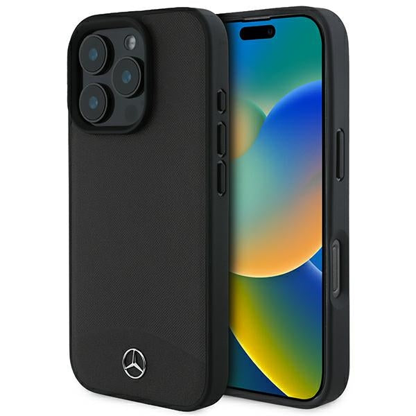 Mercedes case for iPhone 16 Pro 6,3" MEHMP16L23RBARK Hardcase Textured And Plain Leather MagSafe black