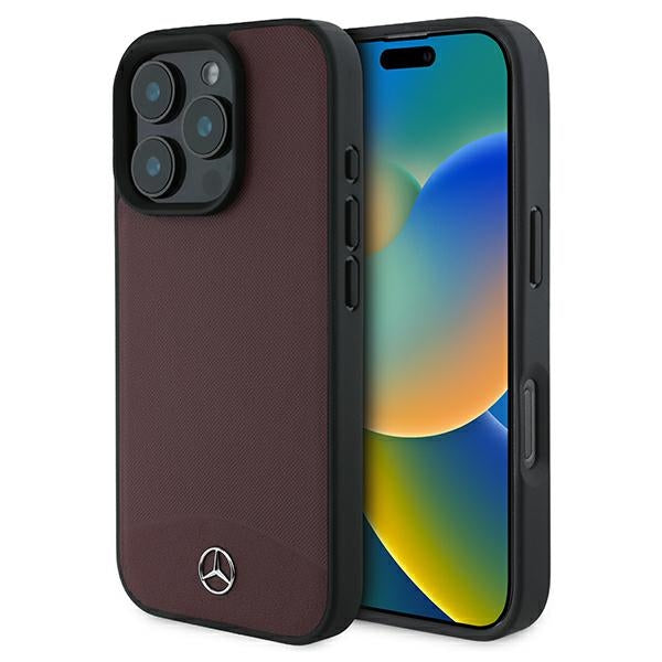 Mercedes case for iPhone 16 Pro 6,3" MEHMP16L23RBARR Hardcase Textured And Plain Leather MagSafe red