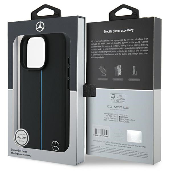 Mercedes case for iPhone 16 Pro Max 6,9" MEHMP16X23RURBK Hardcase MB Blue Line Leather MagSafe black