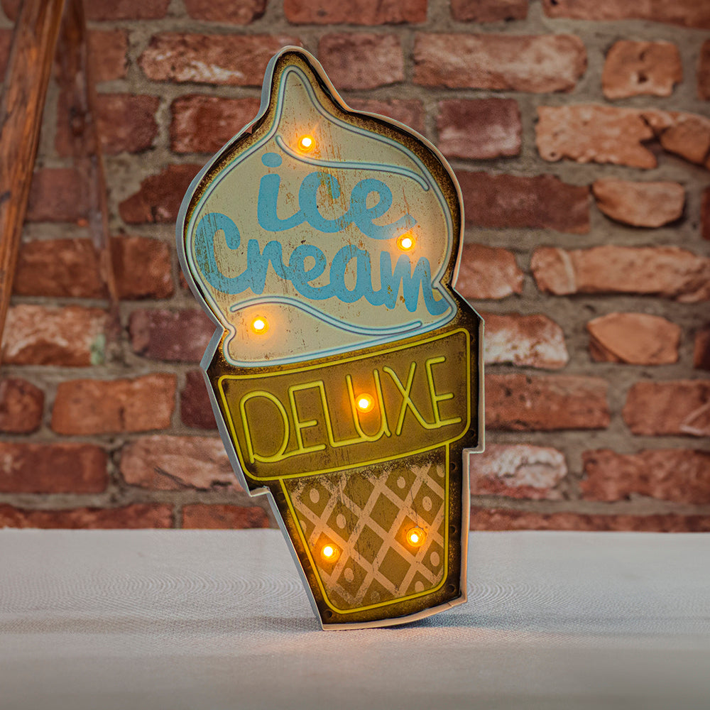Enseigne LED Rétro Ice Cream Forever Light - Plaque Métal 3D