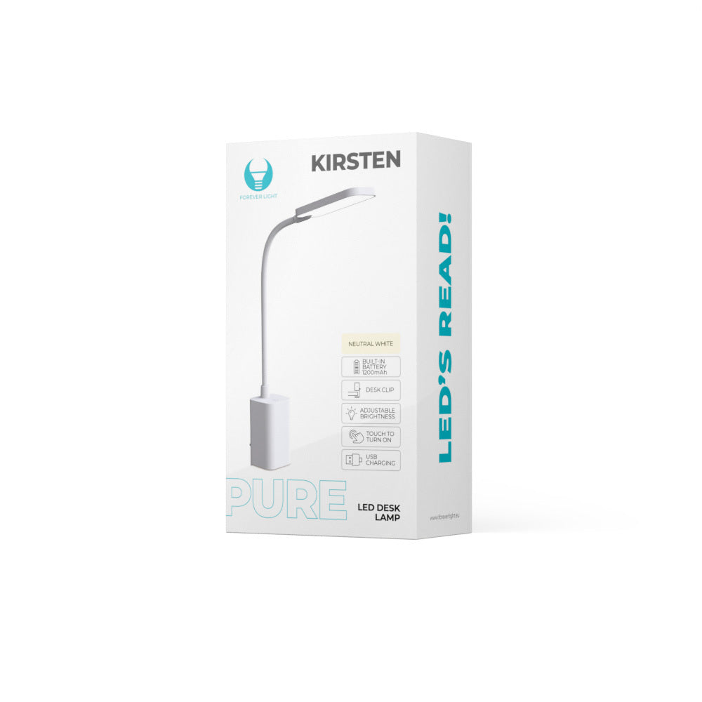Lampe LED Bureau 6W Clip PURE FLB-10 KIRSTEN Blanc Forever Light