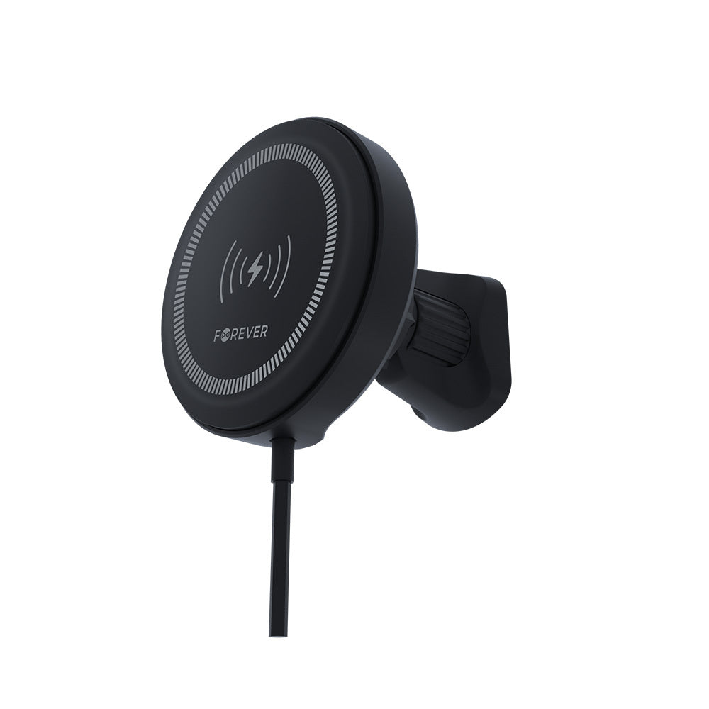 Support magnétique Forever MACH-300 pour aération avec chargement sans fil Qi2 15W — Noir