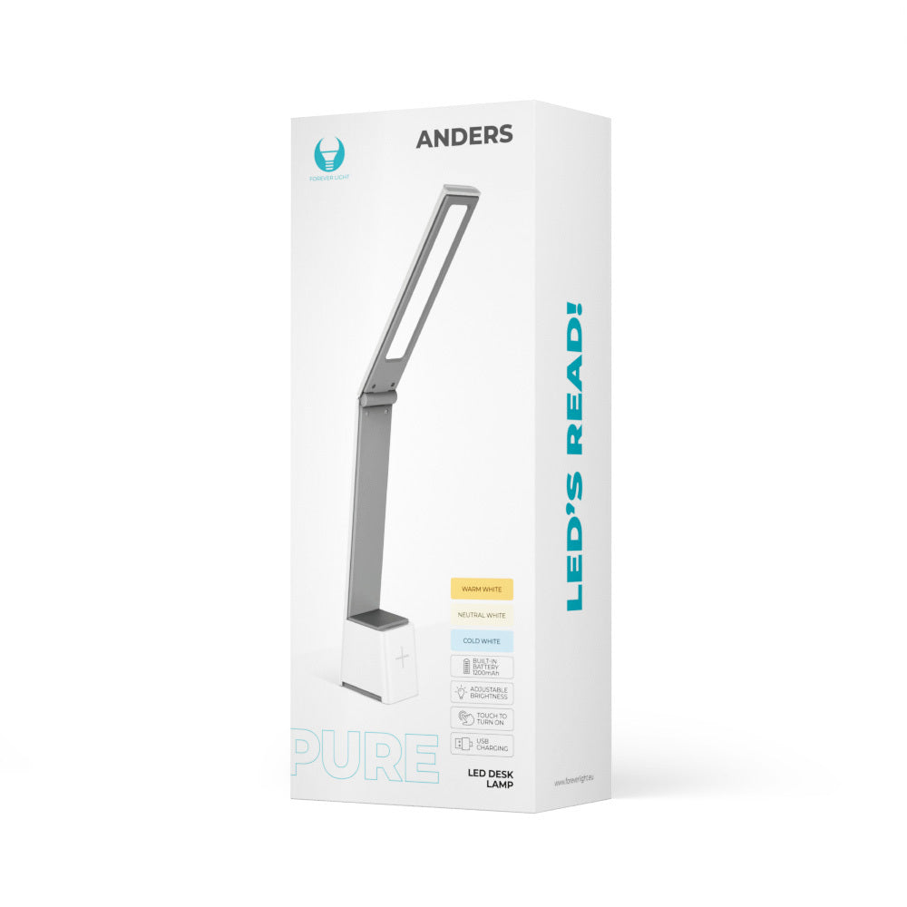 Lampe LED de Bureau 5W Pliable PURE FLB-110 ANDERS Blanc-Gris