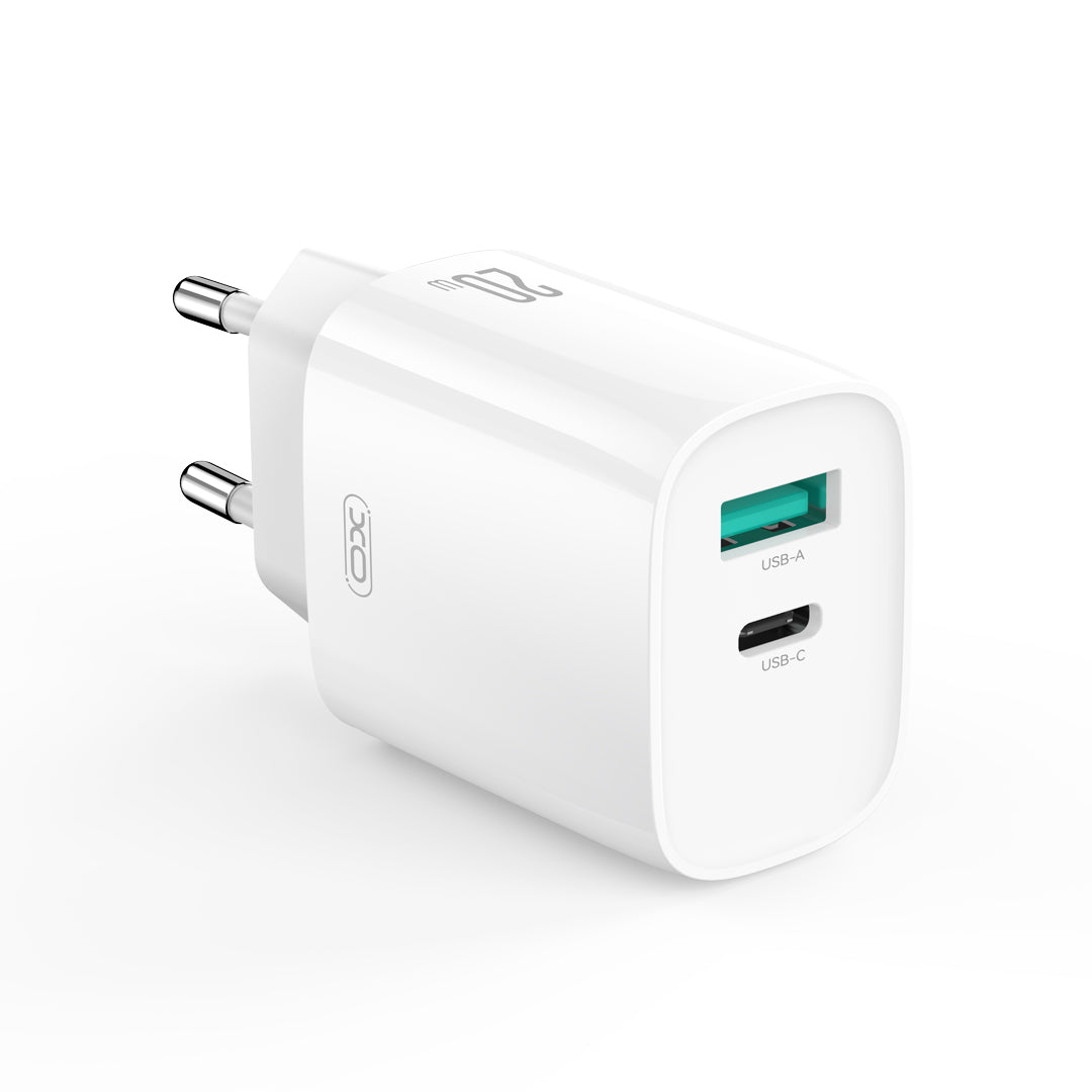 XO wall charger CE29 PD 20W 1x USB-C 1x USB white