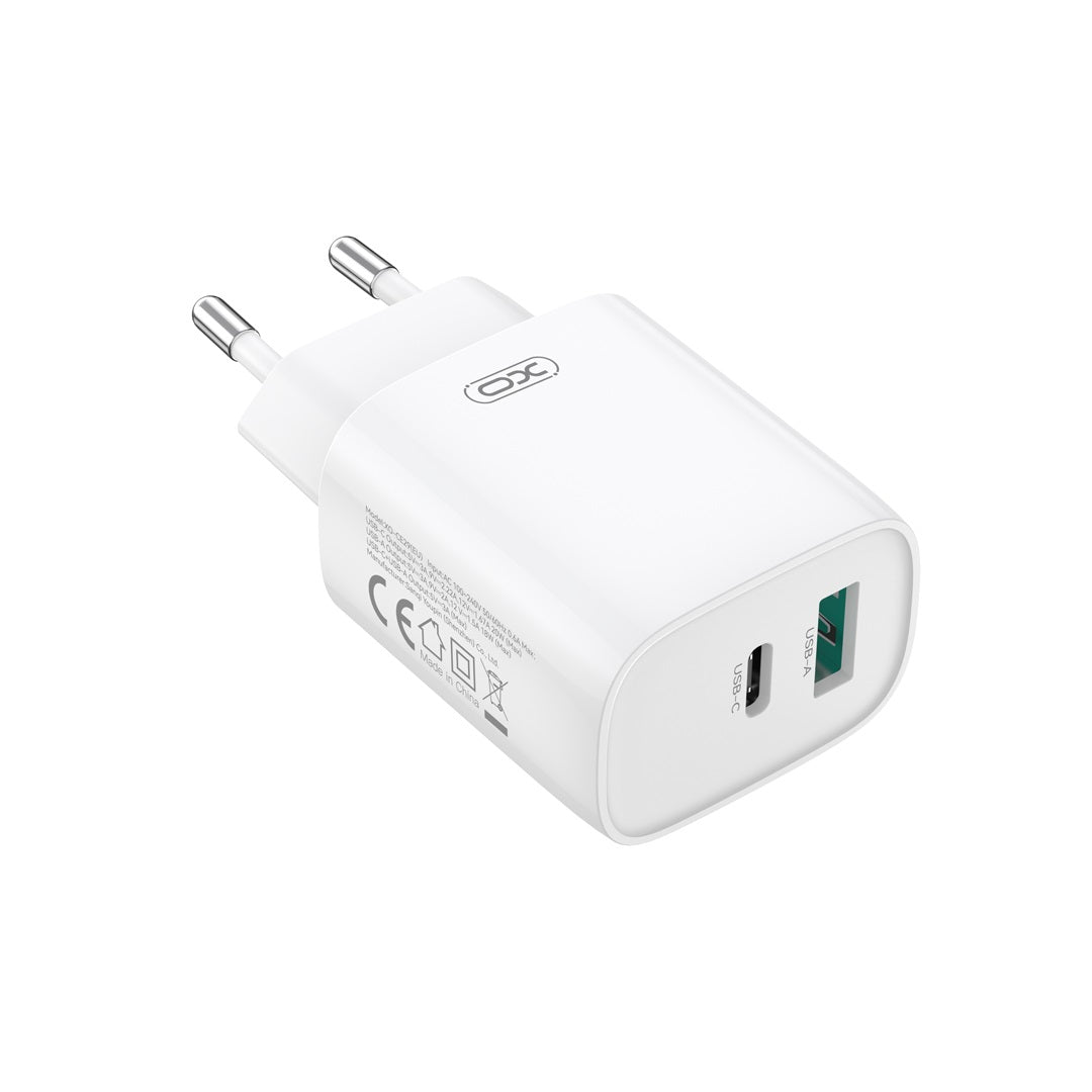 XO wall charger CE29 PD 20W 1x USB-C 1x USB white