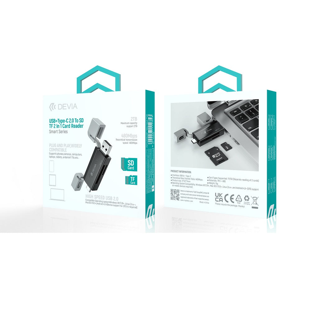Devia card reader 2in1 EL239 USB/USB-C 2.0 black