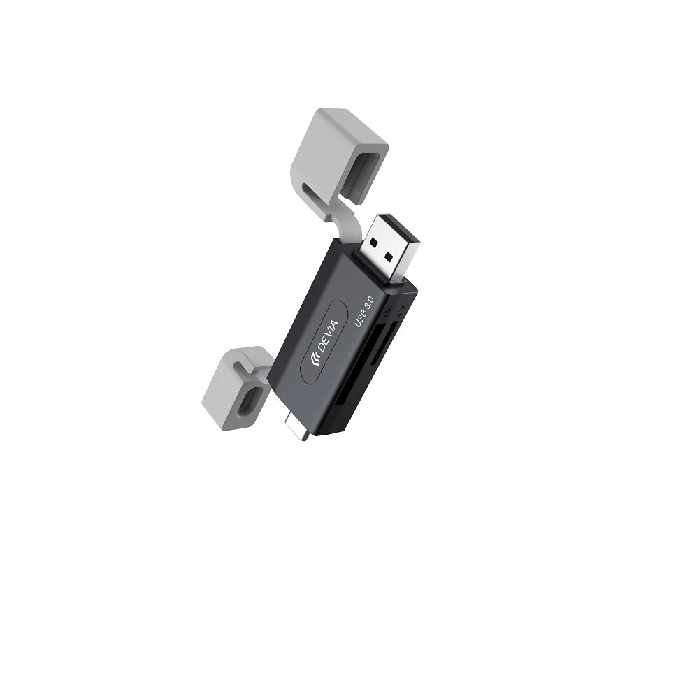 Lecteur de cartes 2en1 Devia EL240 USB/USB-C 3.0 noir