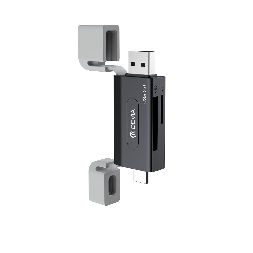 Lecteur de cartes 2en1 Devia EL240 USB/USB-C 3.0 noir