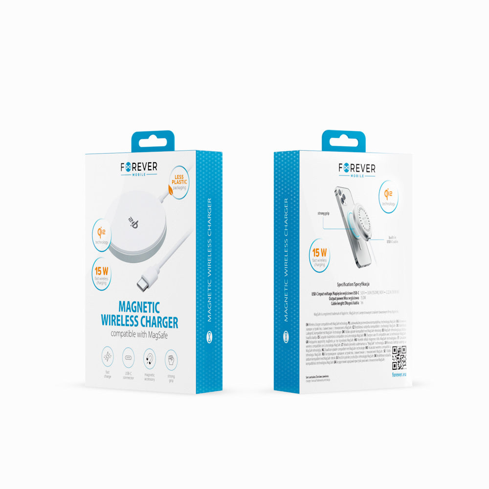 Chargeur sans fil Forever MAWC-300 Qi2 15W magnétique argent