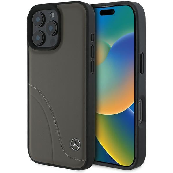 Mercedes case for iPhone 16 Pro Max 6,9" MEHCP16X23RBCSB Hardcase MB Curved Stitches Leather brown