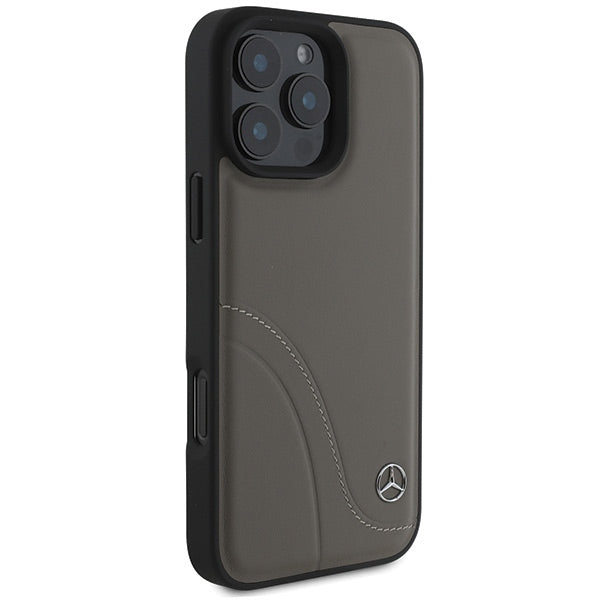Mercedes case for iPhone 16 Pro Max 6,9" MEHCP16X23RBCSB Hardcase MB Curved Stitches Leather brown