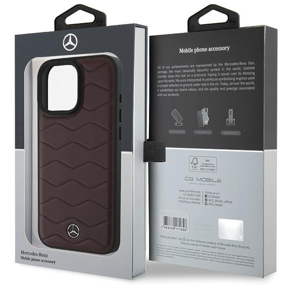 Mercedes case for iPhone 16 Pro Max 6,9" MEHCP16X23RWRSR Hardcase MB Waves Leather red