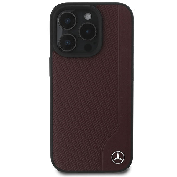 Mercedes case for iPhone 16 Pro 6,3" MEHMP16L23RBGVR Hardcase MB Wood Imitation Leather MagSafe red
