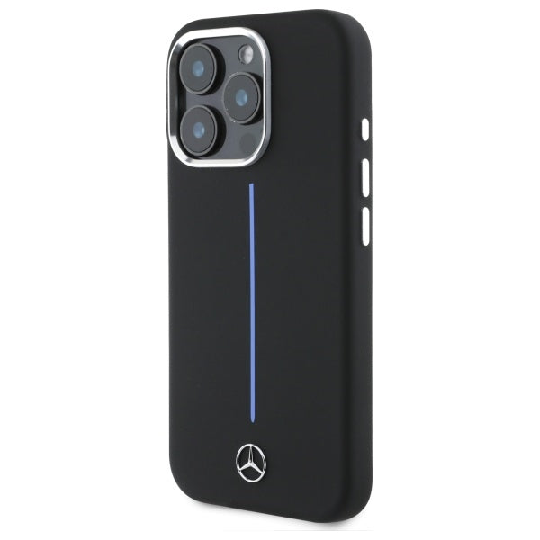 Mercedes case for iPhone 16 Pro 6,3" MEHMP16L23SUMBK Hardcase Silicone Blue Stripe MagSafe black