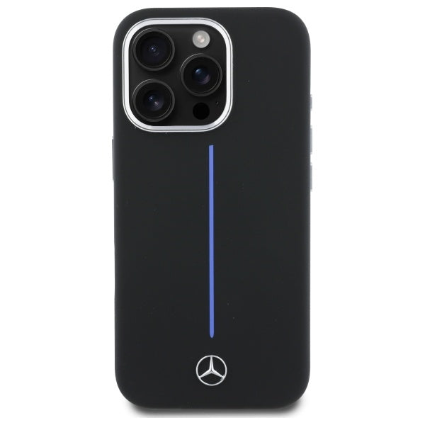 Mercedes case for iPhone 16 Pro 6,3" MEHMP16L23SUMBK Hardcase Silicone Blue Stripe MagSafe black