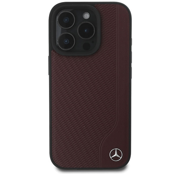 Mercedes case for iPhone 16 Pro Max 6,9" MEHMP16X23RBGVR Hardcase MB Wood Imitation Leather MagSafe red