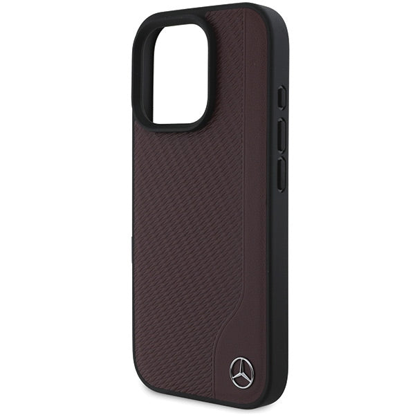 Mercedes case for iPhone 16 Pro Max 6,9" MEHMP16X23RBGVR Hardcase MB Wood Imitation Leather MagSafe red