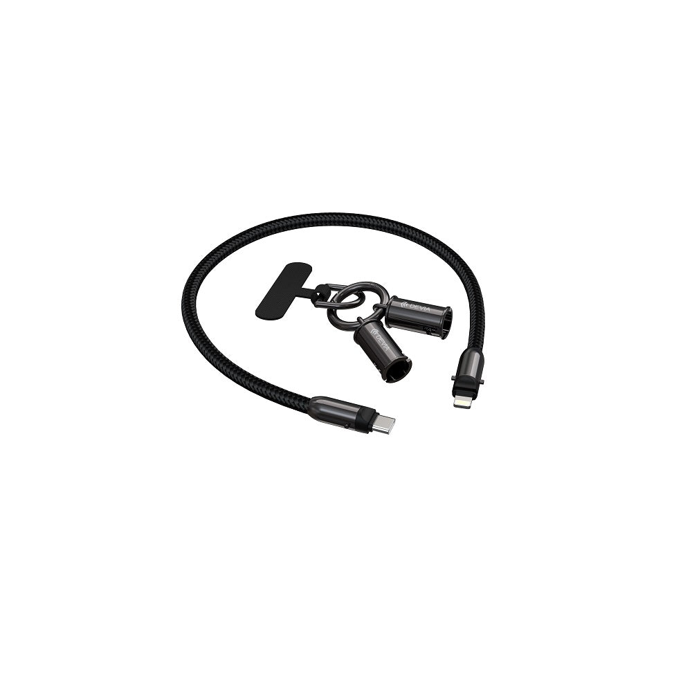 Câble Lanyard 2-en-1 USB-C/Lightning Devia PD 0,3m 27W noir