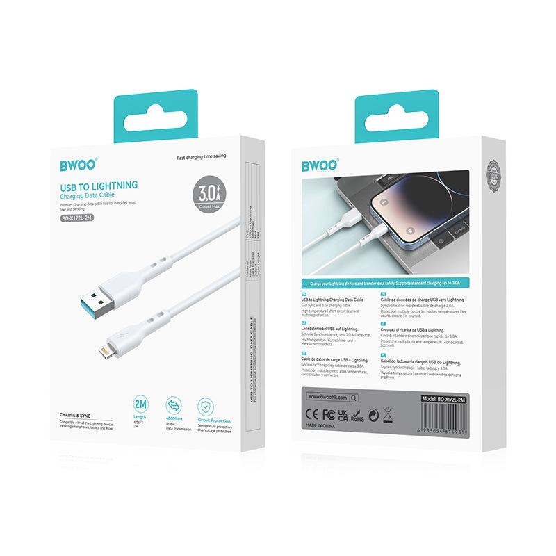 BWOO Cable USB - Lightning 2m 3A white