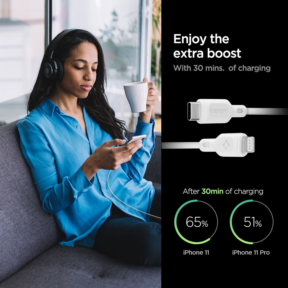 Spigen DuraSync MFi Lightning Cable 2-Pack 100cm White