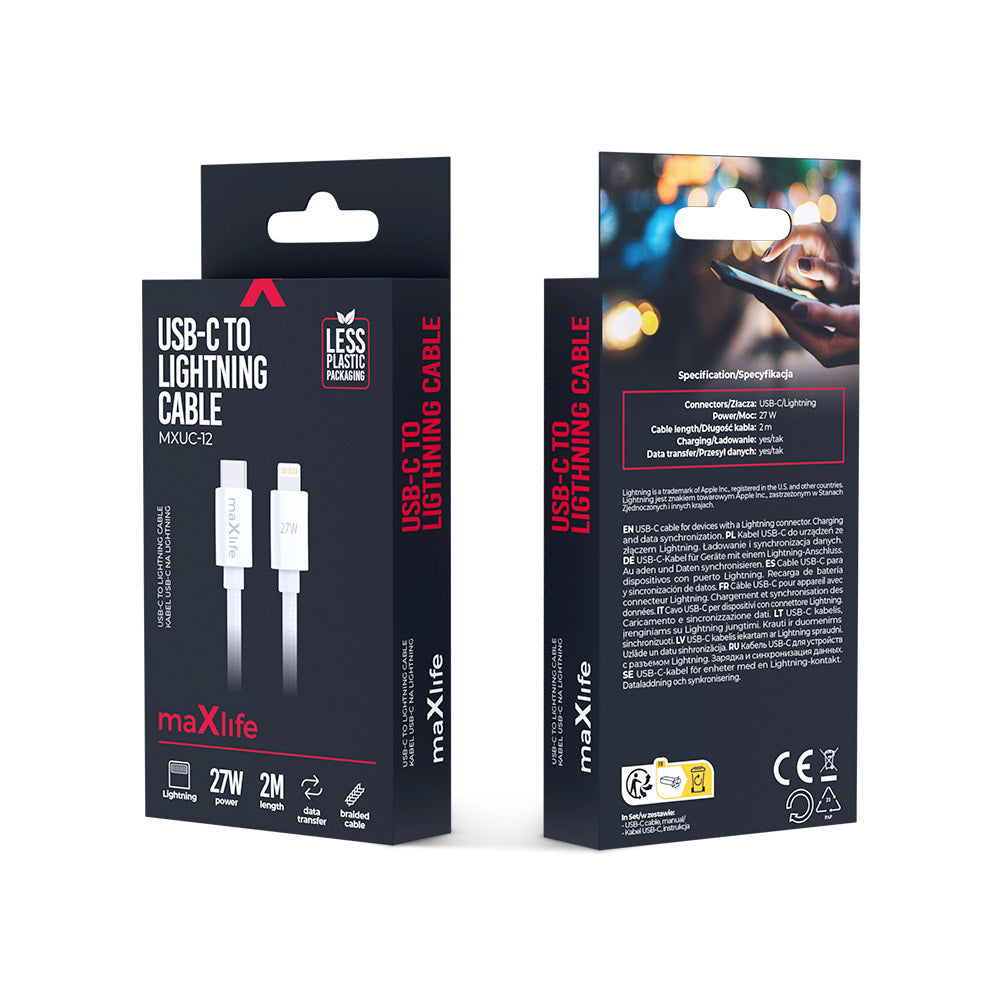 Câble USB-C Lightning Maxlife MXUC-12 — 2m 27W