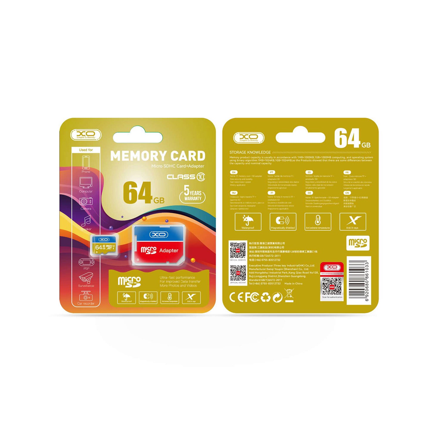 Carte mémoire microSDXC XO 64GB classe 10 + adaptateur SD