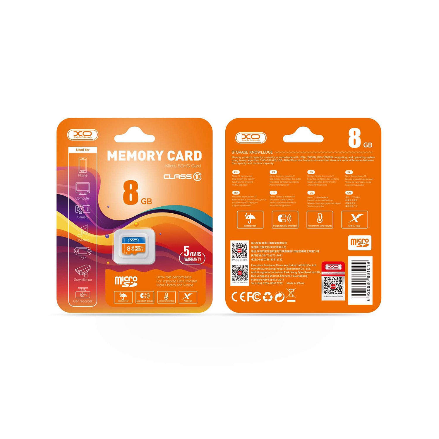 Carte mémoire microSDHC XO 8GB classe 10 UHS-I