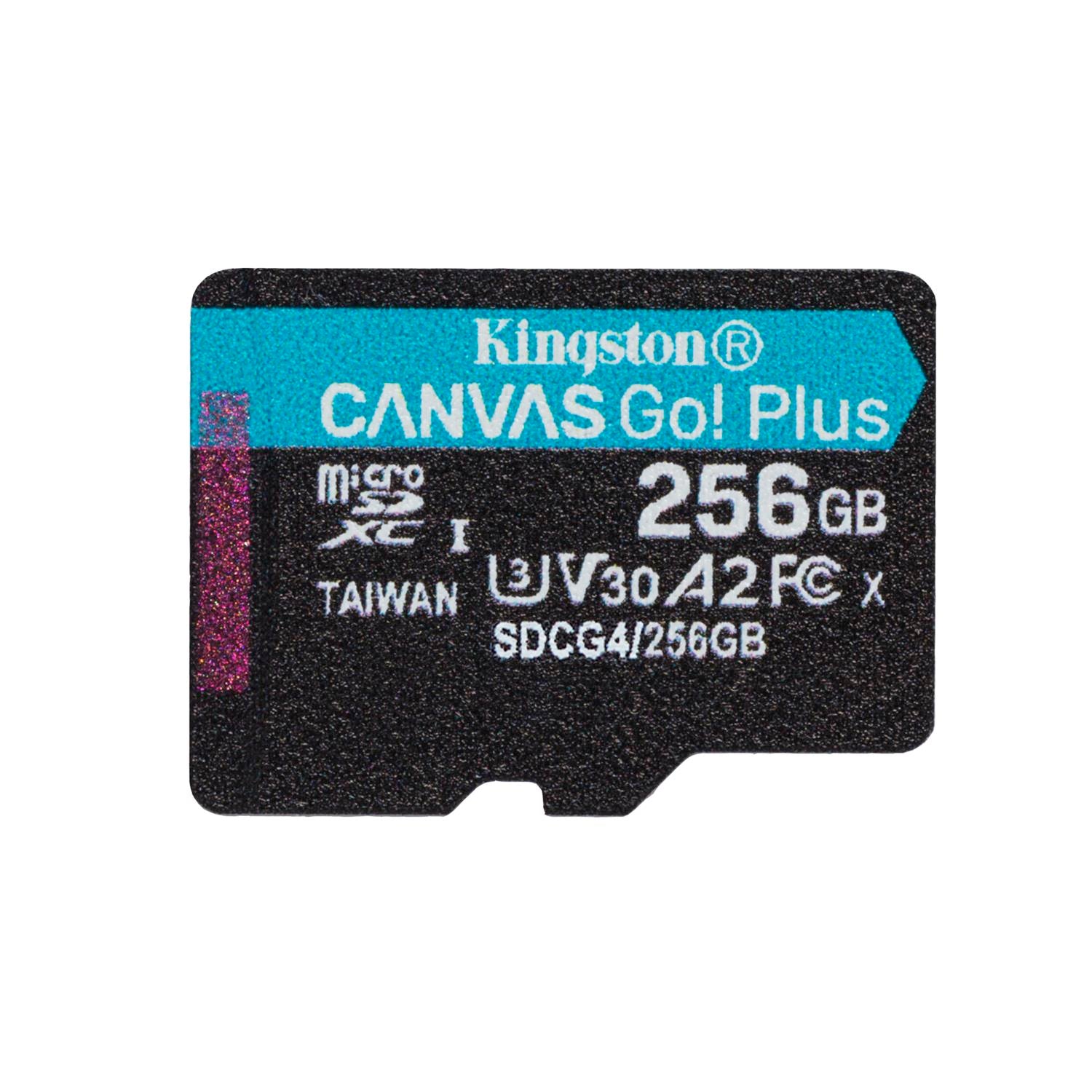 Kingston memory card 256GB microSDXC Canvas Go Plus Gen4 200MB/s A2 U3 V30 + adapter