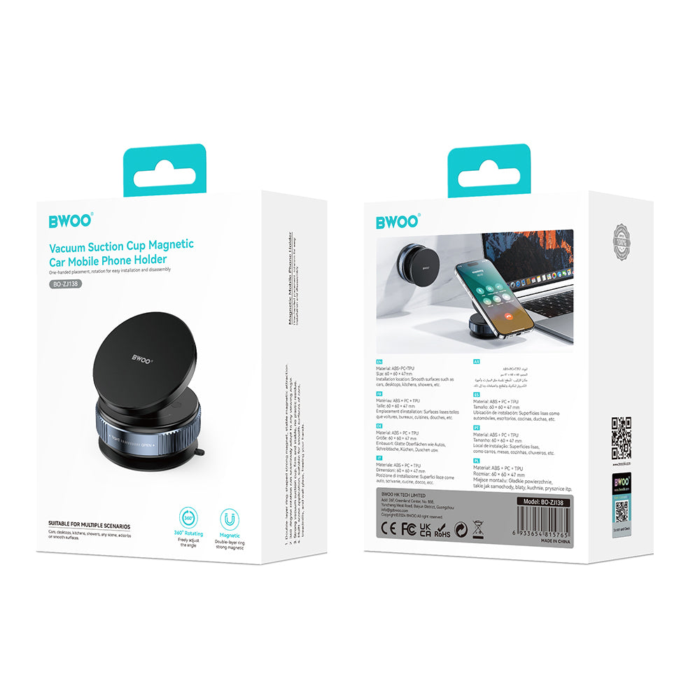 Support Voiture Magnétique BWOO ZJ138 — Ventouse Puissante et Rotation 360°