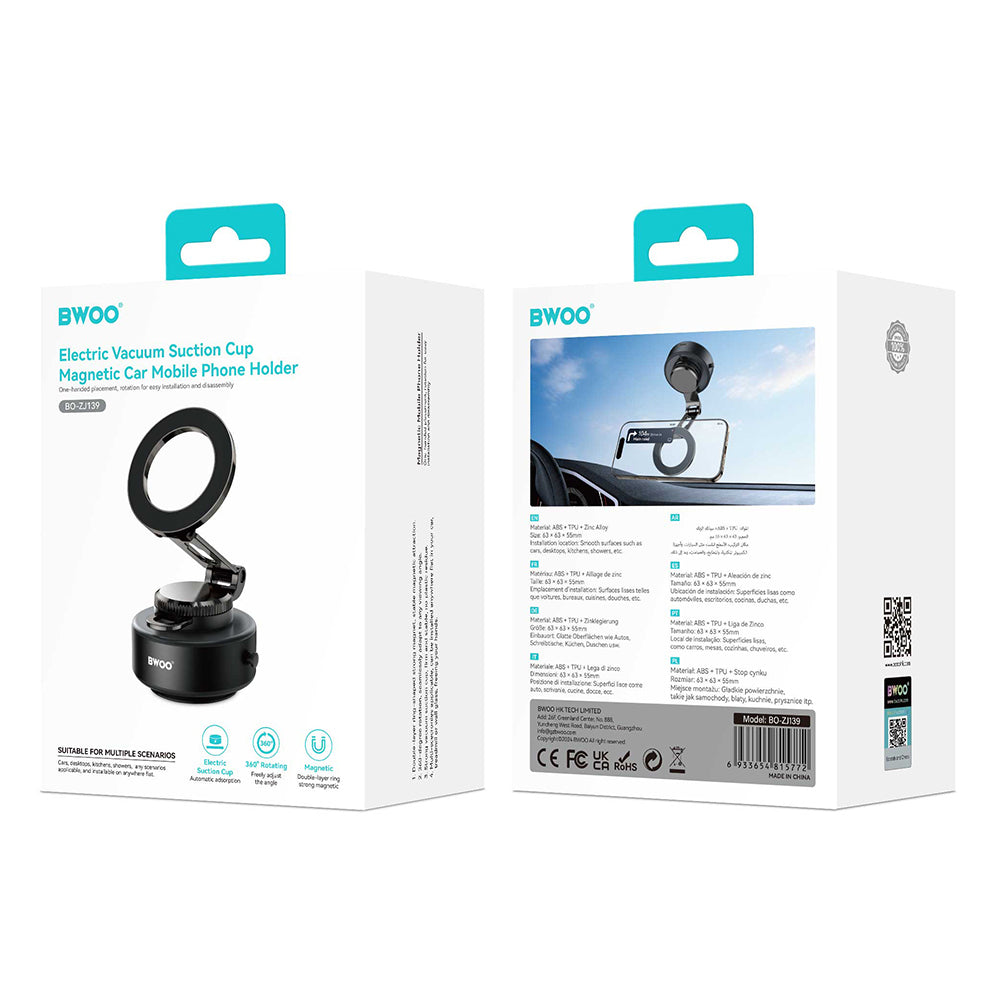 Support Magnétique Ventouse Électrique Voiture BWOO ZJ139 — Rotation 360°