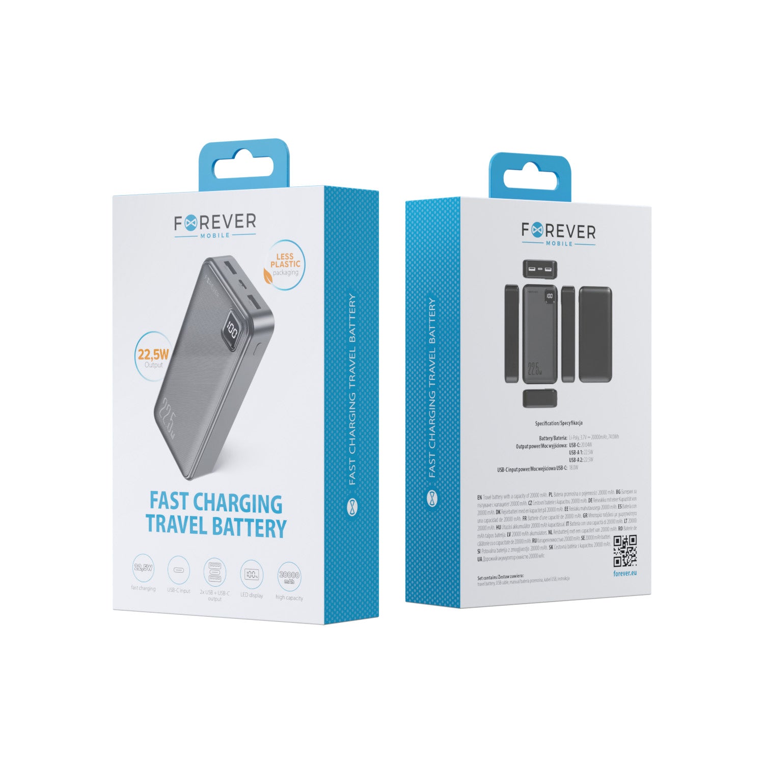 Chargeur Forever TB-300L PD QC 22,5W 20000 mAh noir
